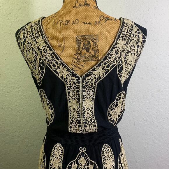 BOSTON PROPER Dress NWT‎ XLarge V-Neckline Smocked High Low Metallic Lace Inset - Picture 10 of 16